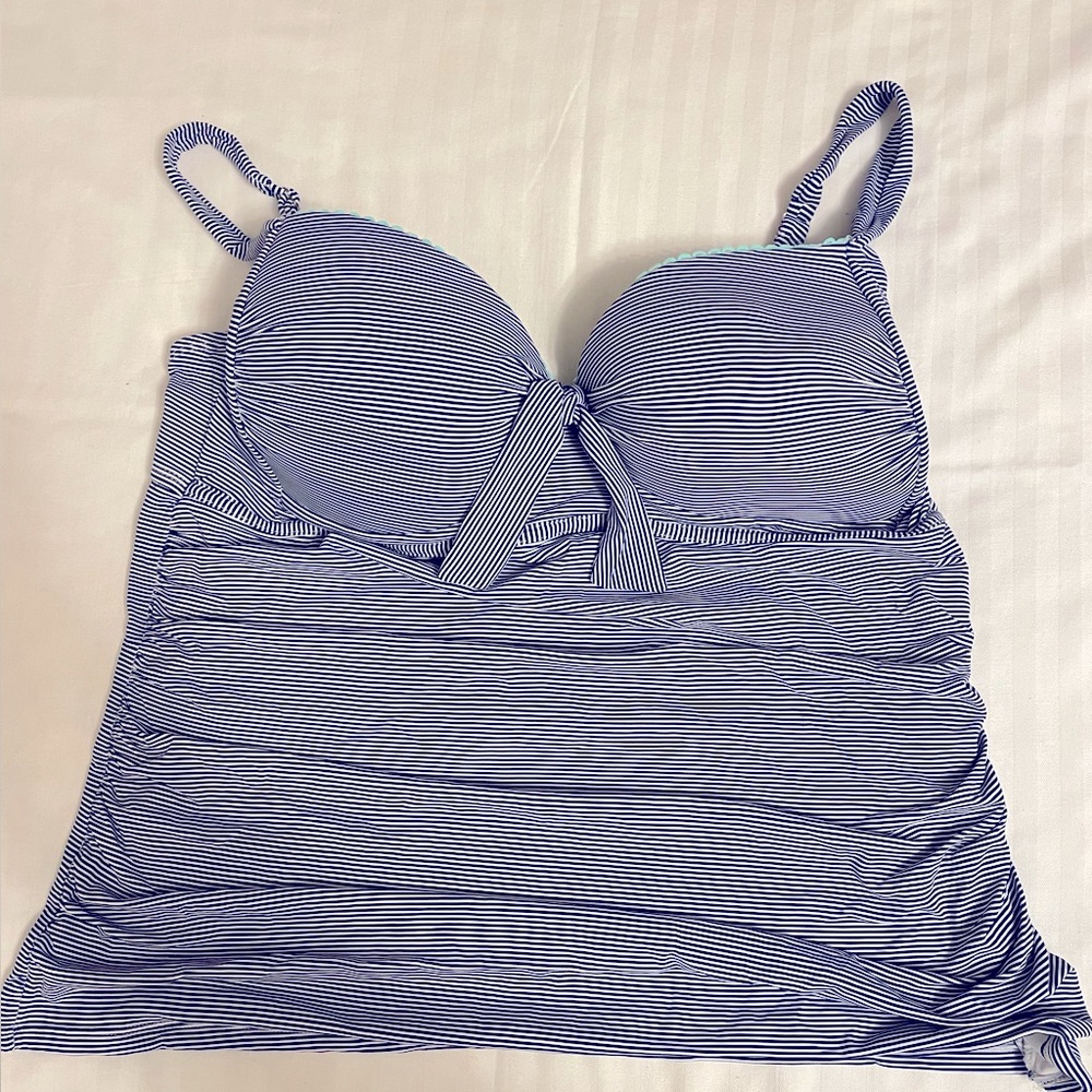 Blue/White stripped tankini top XL
